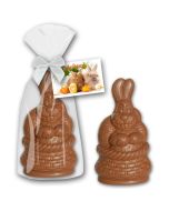 Hase Schokolade im Korb im Glanzbeutel mit Karte 200g (ab 25 Stück)