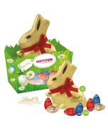 Premium Osterhase im hochwertigen Nest als Schachtel ringsum bedrucken