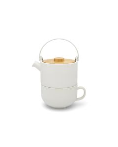 Tea for one Umea, weiß, mit Bambusdeckel