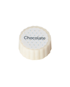 Logo-Praline aus weißer Schokolade