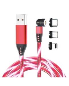 Lade- und Datenkabel "LEDflow Magnetwist" pink-rot