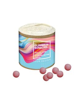 Papier-Werbedose mit Glühweinbonbons