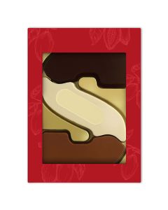 Schokobuchstabe S mit Logo – Three Flavors