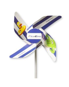 Windmühlen 4 Flügel in Kleinauflage aus Kunststoff YUPO 116 g/m²  mit Front-Rosette (ab 100 Stück)