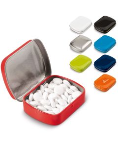 Rechteckige Scharnierdose mit Pfefferminz inkl. Digitaldruck (ab 250 Stück)