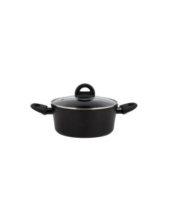 Funktion Topf mit Glasdeckel 2500ml Schwarz Aluminium Keramik