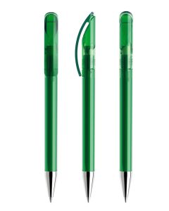 Prodir DS3TTC Transparent mit verchromter MetallspitzeDunkelgrün transparent