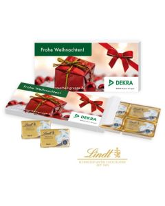 Lindt Präsentbox mit 6 Schokotäfelchen zu Weihnachten 30g (ab 100 Stück)