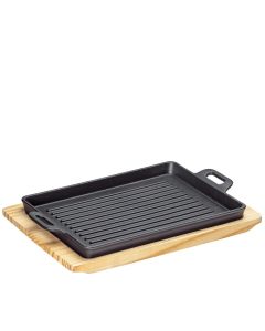 Küchenprofi BBQ Grill Servierplatte eckig mit Holzbrett