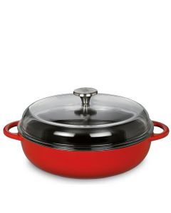 Küchenprofi Bauernpfanne mit Glasdeckel 24cm rot Provence