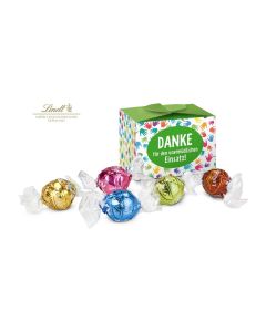Lindt süßes Danke, Pralinenschachtel mit bunten Händen, 5 Lindorkugeln für Ihre Mitarbeiter