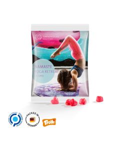 Maxitüte, 50 g, Folie weiß, Trolli Fruchtgummi Herz rot, 10% Fruchtsaft