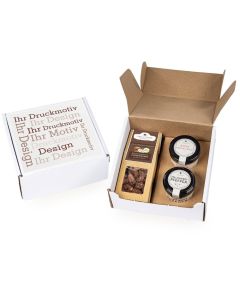 Geschenkkarton mit 1 Faltschachteln und 2 Gourmet Gewürzen im Glas