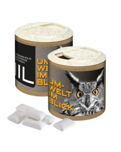 Papier-Werbedose mit Kaugummi