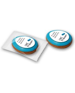 Ei als Gebäck Werbeartikel Ostern bedruckt mit Logo auf Marzipanplättchen