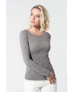 Kariban Damen Langarmshirt mit Rundhalsausschnitt. Aus Bio-Baumwolle.