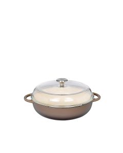 Küchenprofi Bauernpfanne mit Glasdeckel, 28 cm taupe Provence