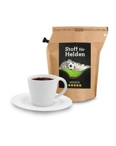 WM-Kaffee Stoff für Helden, wiederverwendbarer Brühbeutel mit Fairtrade Kaffee aus Honduras