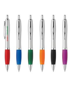 Druckkugelschreiber Softgrip Silber (ab 50 Stück)