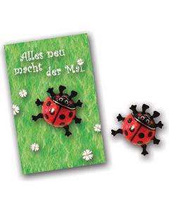 Marienkäfer auf individuell bedruckbarer Werbekarte als Ostergeschenk oder Mailing zu Ostern