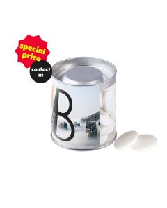 Transparente Dose mit Pfefferminz