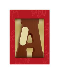 Extra großer Schokobuchstabe mit Firmenlogo