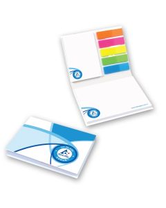Kartoncover mit Haftnotizen und Indexstreifen