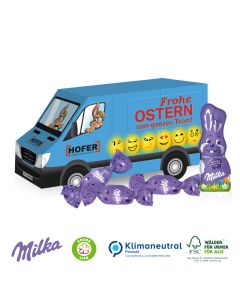 Milka Schokolade im Transporter als 3D Präsent bedrucken 40g (ab 150 Stück)