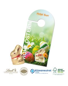 Lindt Promotion-Card mit Goldhase 10g als Türanhänger bedrucken (ab 100 Stück)