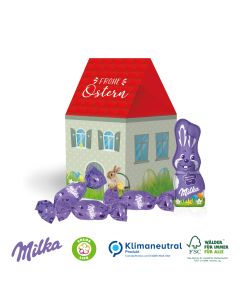 Milka Schokolade im Haus als 3D Präsent bedrucken 40g (ab 150 Stück)