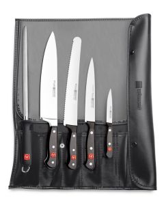 Wüsthof Starter Rolltasche bestückt mit 5 Teilen aus der CLASSIC und GOURMET Serie inkl. Brotmesser
