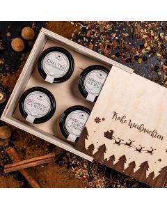 4 Gourmet Gewürze im Gourmetkästchen aus Birkenholz