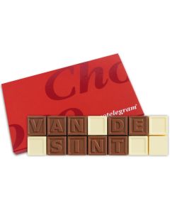 Chocotelegram® 14  - "Van de Sint" (Von dem Niklaus) + Unternehmenslogo