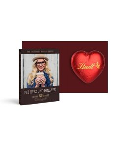 Werbekarte mit Lindt Schokoladen Herz 20 g