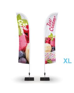 Beachflag Halbrund bedrucken 310 cm Größe XL Riesenformat Jumbo