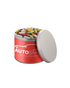 Runde Dose, 0.6 L gefüllt mit Süßigkeiten