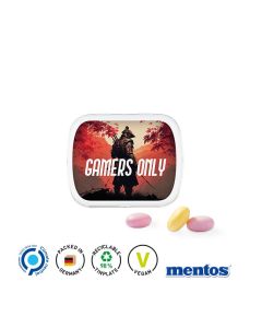 Klappdose, weiß, Mentos Kaudragees Fruit