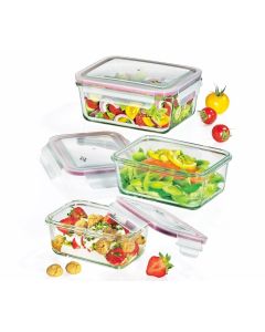 Küchenprofi Lunchbox Vorratsdosen Set Glas rechteckig 3tlg