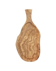 Schneidebrett mit Griff und Saftrinne Olivenholz 45x18 cm