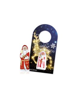 Schokokarte Anhänger Business mit Lindt Weihnachtsmann (ab 250 Stück)