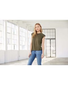 Bella + Canvas Ladies' flowy rolled-cuff T-shirt