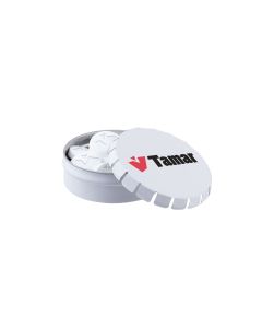 Mini Klick-Klack Dose mit Logo Pfefferminz