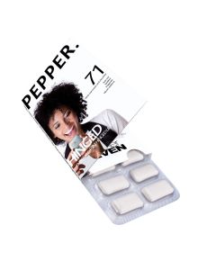 Schachtel mit Klappe und Blister mit 12 Kaugummi