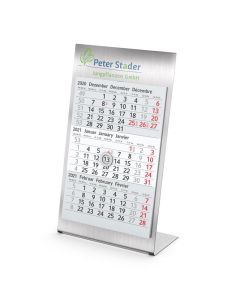 Tischkalender Stahl-Optik als Metall Aufstellkalender Steel Complete für Büro mit eigenem Logo bedrucken