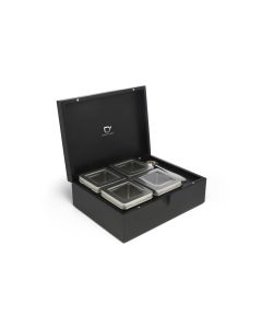 Teebox Bambus mit 4 Teedosen & Teemaßlöffel, schwarz