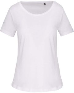 Kariban Bio-T-Shirt für Damen mit kurzen Ärmeln und ungesäumtem Halsausschnitt