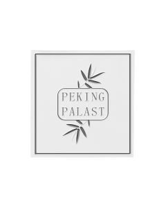Quadratische Tassendeckchen mit Prägung bedrucken als Heißfolienprägedruck Gold oder Silber mit Logo bedrucken Peking Palast