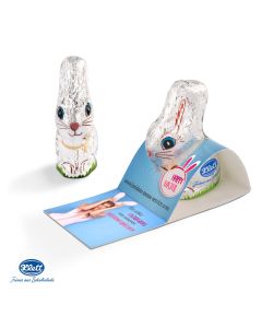 Schokohase der Marke Klett im Werbeaufsteller als Display aus Papier bedrucken