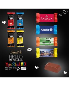 Lindt Hello Minis im Werbeschuber als Oster Werbeartikel mit eigenem Logo bedrucken