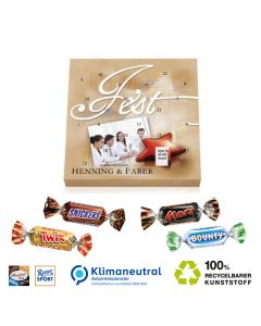 Adventskalender mit Mars, Snickers, Bounty und Twix bedrucken